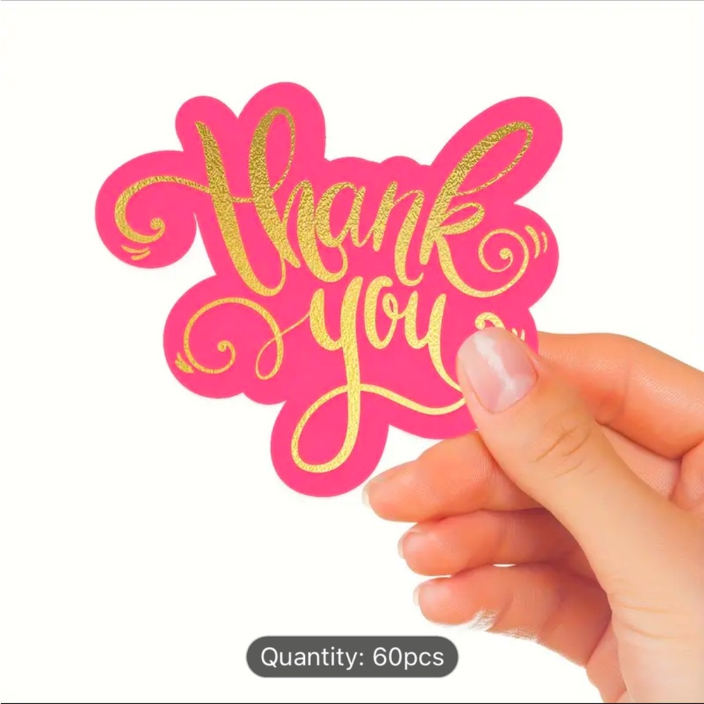 60 Pink and Gold Thank You cards
